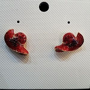 New red Hatters earrings posts